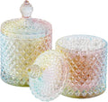 2 Pack Qtip Holder Apothecary Jars with Lid (10 oz (2 pack) / Rainbow)