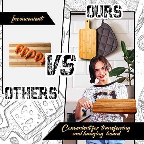 10 Pcs Wood Cutting Board with Handle 15.7 x 7.8 Inch Acacia Wooden Serving Kitchen Chopping Boards for Pizza (15.7"L x 7.8"W / Acacia)