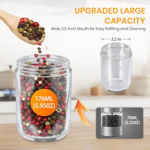 Rechargeable Gravity Electric Salt Grinder Set (Stainless Steel with Charging Base)