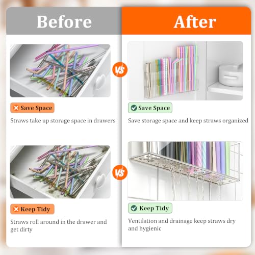 2 Pack Small Acrylic Straw Holder for Cabinet Door (Small / Transparent)