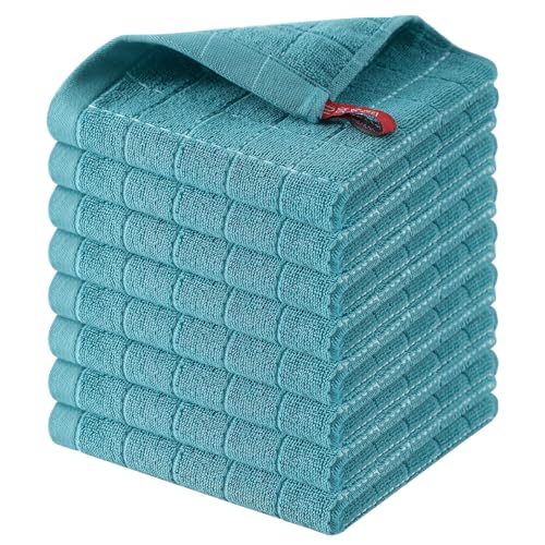 100% Cotton Terry Kitchen Dish Cloths (Lake Blue / 12 X 12 - 8 Pack)