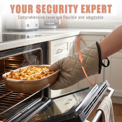 15" Terry Oven Mitts 1 Pair Flame Resistant Heat Resistant (Gray / 15 inch)