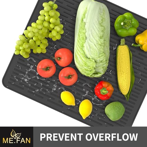 Silicone Dish Drying Mat for Kitchen Counter (Black / 8" x 12")