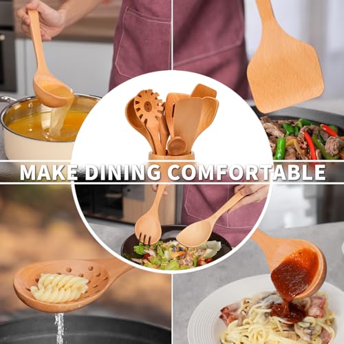 11 PCS WOSPONFAN Kitchen Utensils Set (11 pieces (Beech))