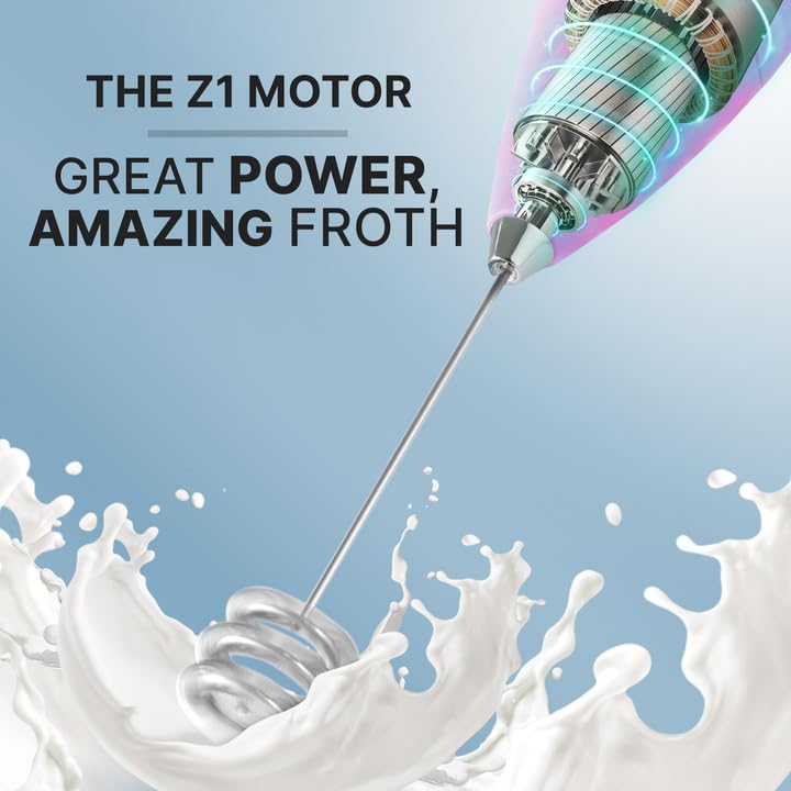 Zulay Powerful Milk Frother for Coffee with Upgraded Titanium Motor (Teal Pink Fade / OG Frother)
