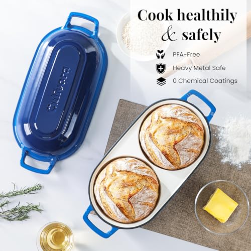 Cast Iron Bread Pan with Lid (Blue)