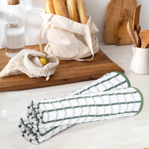 Kitchen Towels Cotton Dish Towels 20”x30” (20" x 30" (Set of 3) / 057 Green/White)