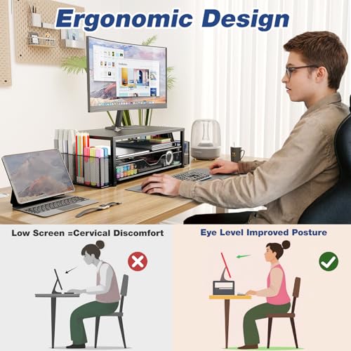 Desk Organizer and Accessories (Black 2-Pack / 18" x 9.1" x 5.6")