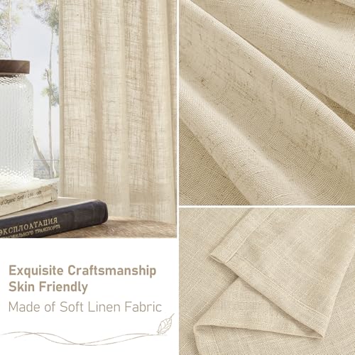 Light Filtering Sheer Linen Curtains 102 inches Long 2 Panels (52"W x 102"L (Pack of 2) / Linen)