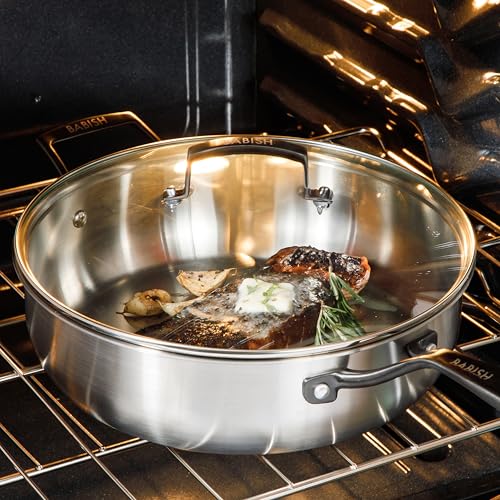 5 Qt Stainless Steel Sauté Pan with Lid (Tri-Ply Stainless w/ Black PVD Handle / Saute Pan (5-Quart))