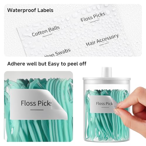 Glass Qtip Holder Dispenser for Bathroom (White / 2 Pack)