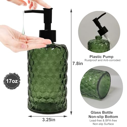 Green Glass Soap Dispenser with Plastic Pump (Green)