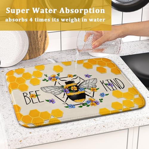 Bee Kind Dish Drying Mat (18" x 16")