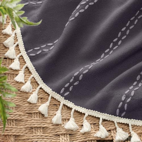 Gray Purple 100% Boho Blackout Curtains 84 Inch 2 Panels (Gray Purple / 52"W x 84"L (Pack of 2))