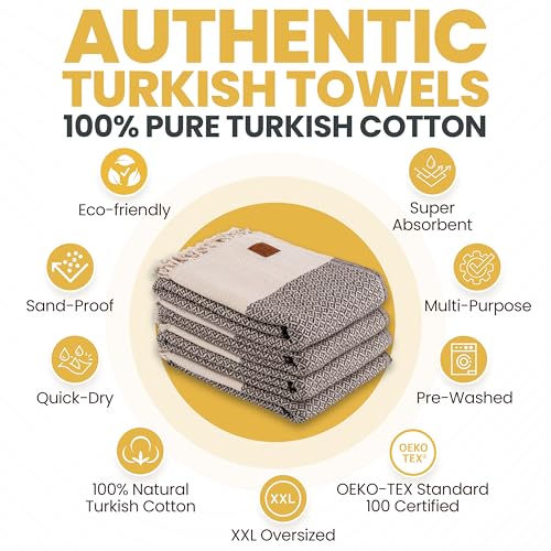 Gold CASE Turkish Beach Towel Set of 4 (Beige / 67x38"-Aphrodite)