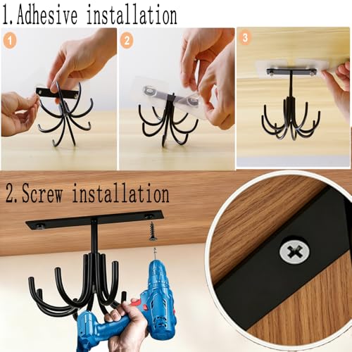 Metal Under Cabinet Kitchen Utensil Hooks (Metal-black)