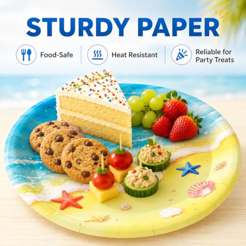 50 Pcs Beach Party Plates