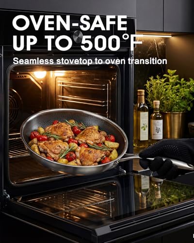 Stainless Steel Non Stick Frying Pan with Lid (Stainless Steel)