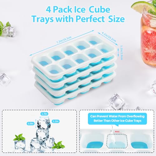 Ice Cube Tray with Lids (Light Blue / 4Pack-7.2"*4.1"*1.3")