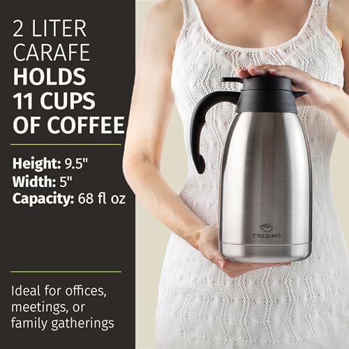 Thermal Coffee Carafe 2L (Silver w/ Brush / 68 Ounces)