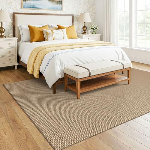 Washable Area Rug 6x9 ft Rubber Backed Non Slip Rugs for Living Room Braided Cotton Bedroom Rug Woven Office Rugs Indoor Floor Carpets for Dining Bedroom Living Room (Orange Beige/Tan/Brown / 6' x 9' (Rectangular))