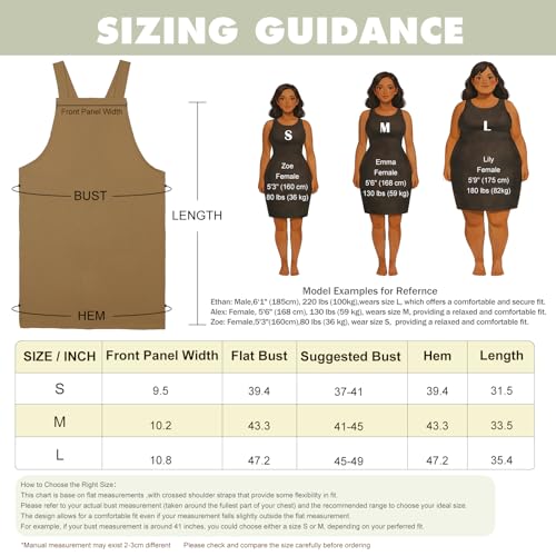 Apron for Women with Pocket Cotton Linen (Brown / Large)