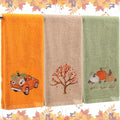 3 Pcs Fall Hand Towels for Bathroom 13.8 x 29.5 Inch Autumn Decorative Bath Towels Sets 100% Cotton Embroidered Pumpkin Maple Thanksgiving Bathroom Decor (Orange and Green / Pumpkin)