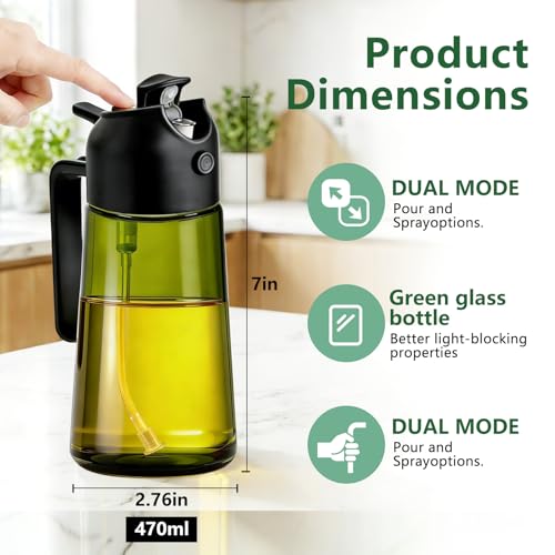 Olive Oil Sprayer & Dispenser Bottle for Cooking (Black)