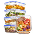 5 Pack 35oz Glass Food Storage Containers with Lids (Blue / 35oz)