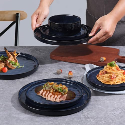 12 Pieces Stoneware Dinnerware Set (12-Piece / Cetacean Blue)
