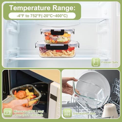 8 Pack Glass Food Storage Containers with Lids (transparent)