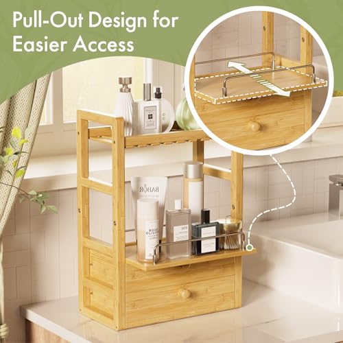 Bamboo Bathroom Counter Organizer (Natural Color)
