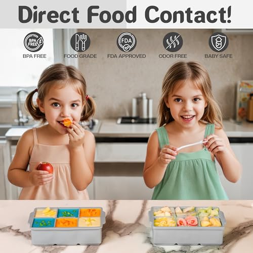 Large Silicone Ice Cube Tray (Light Gray / 2-Pack)