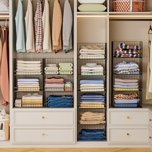6 Tier Stackable Closet Organizers and Storage Shelves (6 Tier / Black)