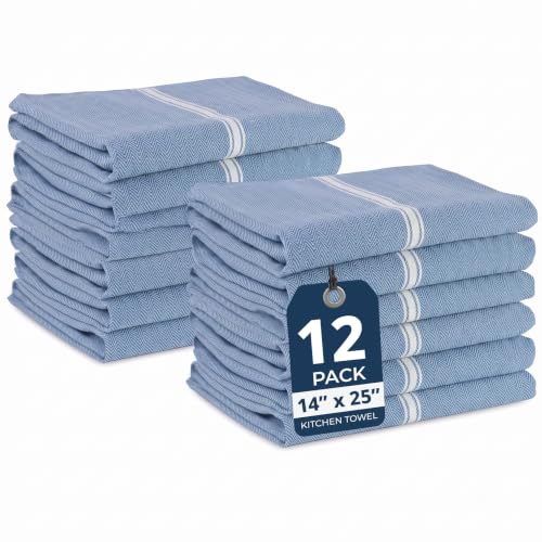 Absorbent Kitchen Towels 100% Cotton Lint (12 Pack / 07: Indigo)