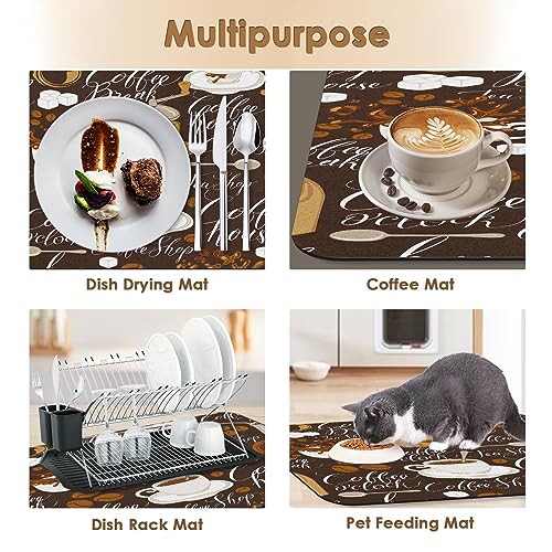 Coffee Mat for Countertops (Tea Coffee Retro Vintage Cafe)