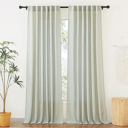 Sheer Curtains 102 inches (Sage Green / 52"W x 102"L (Pack of 2))