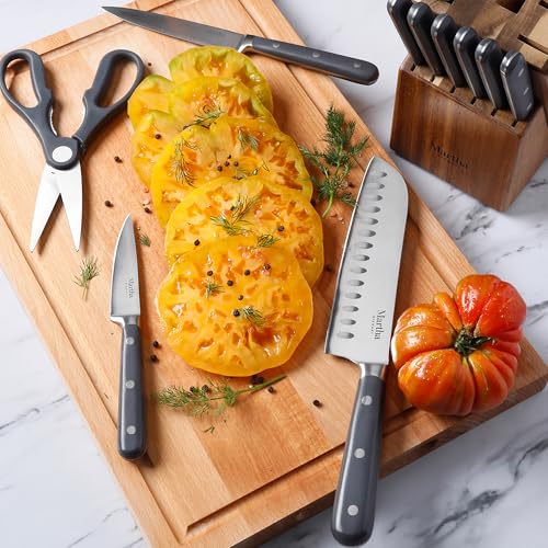Eastwalk 14 Piece High Carbon Stainless Steel Cutlery Knife Block Set w (Knife Block Set (14-Piece) / Gray)