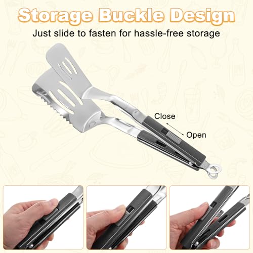 Spatula Tongs (Gray Handle, Silver Tone)