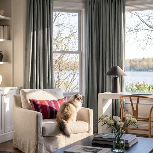 Grey 100% Blackout Curtains 84 Inch Long for Bedroom (Grey / 52"W x 84"L (Pack of 2))