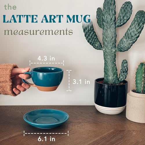 Ceramic Latte Art Mug With Saucer (Azure Blue)