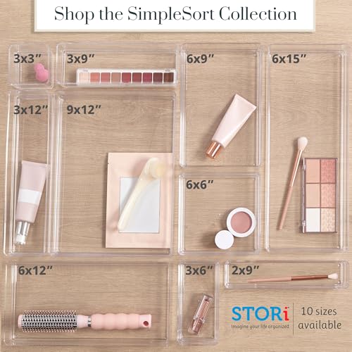 SimpleSort 6 Piece Stackable Clear Drawer Organizer Set (3x3x2" (Set of 6))