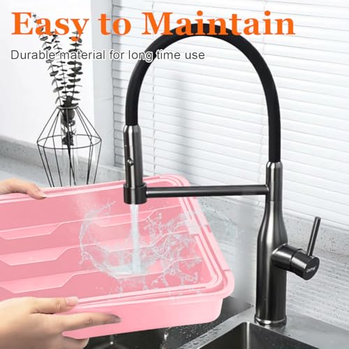 Expandable Silverware Drawer Organizer (Pink / M(9.5-15.2"W x 12.6-19"D))