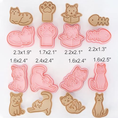 8 Pcs Cookie Cutters Set 3D Holiday Cookie Cutters for Party Baking Decoration (Cats (8 Pcs))