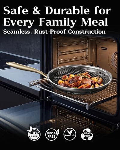 Nonstick Frying Pan Set (Gold-No Lid)