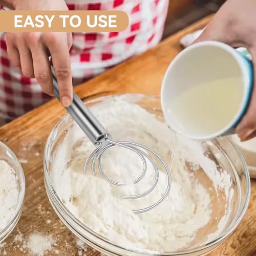 Danish Dough Whisk Stainless Steel Hook Dutch Baking Tool Bread Sourdough Mixer for Pizza Pastry Cake Batter Making (Stainless Steel-3Q / 1 Pack)