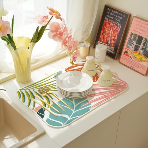Summer Palm Leaf Dish Drying Mat 18 x 24 inch (18x24 Inch / Palm Leaf)