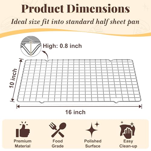 2 PCS Grid Wire Baking Cooling Racks (10“ x 16”-2 Pack / Silver)