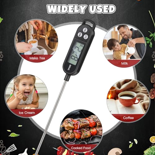 12 Pcs Meat Food Thermometer Food with Probe (Black)