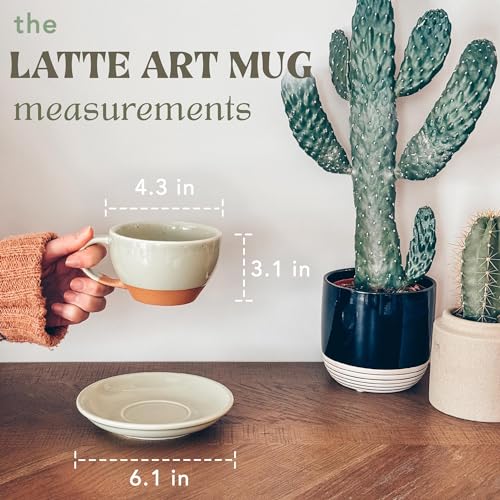 Ceramic Latte Art Mug With Saucer (Light Matcha)